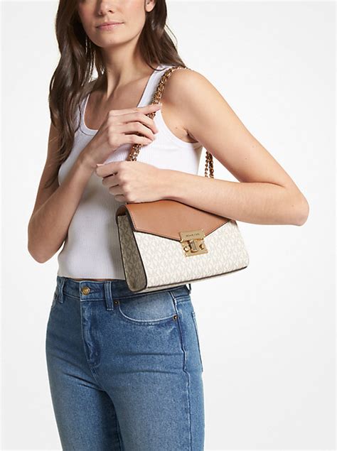 Rose Medium Logo and Faux Leather Shoulder Bag 